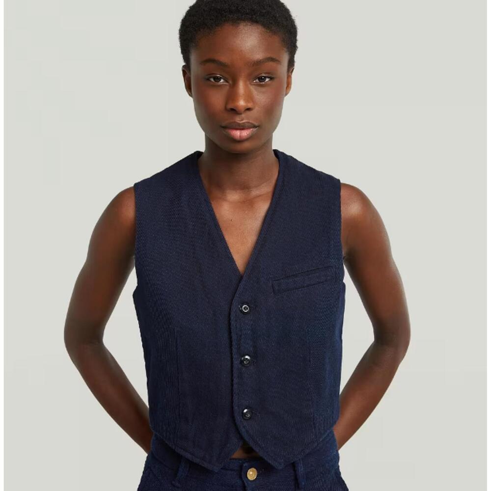 NWT G-Star Raw Denim Waistcoat Rinsed Indigo Cavalry Vest Size Large